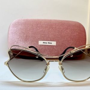 Miu Miu Women's SMU56R Pale Gold Butterfly Sunglasses 65mm